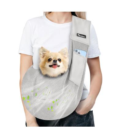 Pawaboo dog carrier bag portable pet dog pocket with breathable mesh bag outdoor travel pet shoulder bag transport bag for small dog cat (up to 14lbs) gray gray up to 14lbs (network bag)