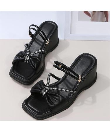 Shop XTZ YGLD Women's Wedge Sandals - Rhinestone Open-Toe Beach Shoes for Spring & Summer | Black 6.5 UK - Buy Online on GoSupps.com