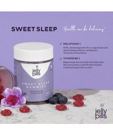 Jelly Pills Sleep Melatonin Gummies - Vegan Sugar-Free High-Dose with Vitamin B6 - 60 Blackberry Flavor Gummies - Natural Sleep Aid Alternative - Buy Online on GoSupps.com
