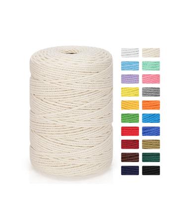 Macrame Cord 3mm x 328yd | 100% Natural Cotton Macrame Rope | 4 Strand Twisted Cotton Cord for DIY Crafts Knitting Plant Hangers Wedding Decor  Beige 3mm x 328yd Beige - Buy Online on GoSupps.com