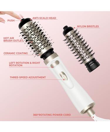 3-in-1 Rotating Hair Dryer Brush Set Negative Ionic Blow Volumizer & 2 Detachable Round Brushes for Stunning Styles - Buy Online on GoSupps.com