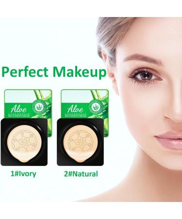 Mushroom Head Air Cushion CC Cream Aloe Vera Gel Liquid Foundation BB Cream CC Cream Foundation Concealer Long Lasting Foundation Makeup Full Coverage Even Skin Tone-Ivory Aloe Vera Ivory - Buy Online on GoSupps.com