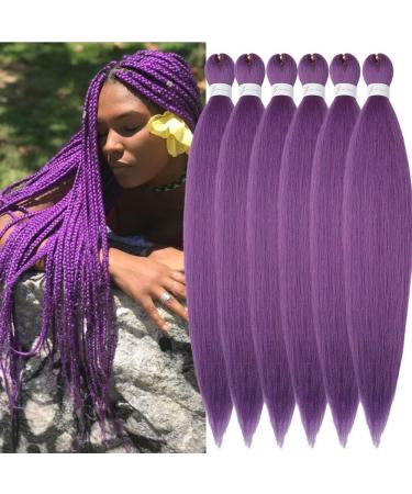 YDDM PRE Stretched Braiding Hair Extensions 20 inch 6packs Extensions Kunsthaar Braids Lila Hair extension Art hair for braid extension for braids jumbo braids hair (20 inches lavender#) 50.8cm-20 inches (6 Pack) Lavender#