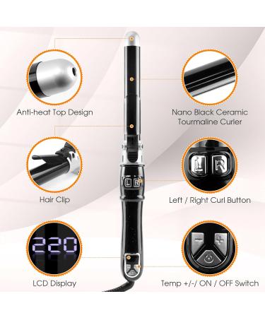 Hair Curler Automatic Curling Iron: 1.1inch Waver Hair Tool with 30s Instant Heat - Rotating Curling Wand Black - Buy Online on GoSupps.com