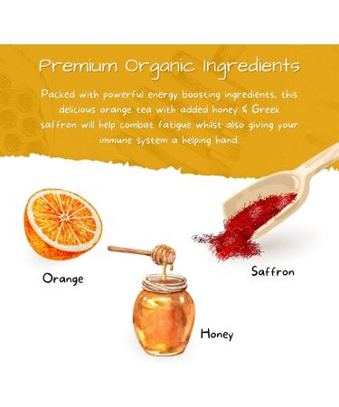 Honey & Orange Herbal Tea Bags with Greek Saffron | Luxury Herbal Tea | Energizing Premium Quality Boost Tea | Ethically Sourced Immunity Tea | Caffeine & Gluten free | 10 Tea Bags | Krocus Kozanis - Buy Online on GoSupps.com