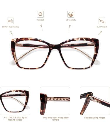 Shop AMOMOMA Trendy TR90 Oversized Blue Light Reading Glasses for Women | Stylish Square Cat Eye Design | AM6031 C1 Black & C6 Tortoise - International Shipping Available - Buy Online on GoSupps.com
