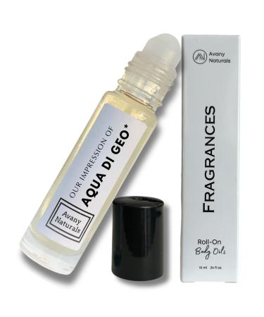 Cologne Oil for Men - Roll on Body Perfume Long Lasting Scent Travel Size Oil Based Parfum Type Fragrance in Sleek Glass Bottle for Man (10 ml AcquaDeGio-Type)
