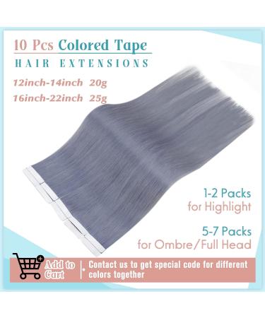 RUNATURE Light Blue Tape in Human Hair Extensions - Remy Colored 18 Inch 25g - Buy Online on GoSupps.com