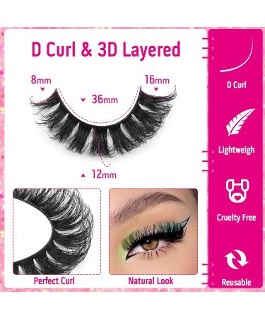 Russian Strip Lashes D Curl Cat Eye | Natural Wispy Fake Lashes Pack - 16 Pairs D2 - Buy Online on GoSupps.com