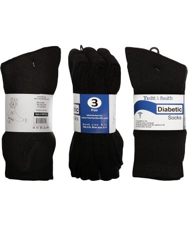 Yacht & Smith Men and Women 6-Pack Crew Diabetic Nephropathy Socks - Black - Buy Online on GoSupps.com