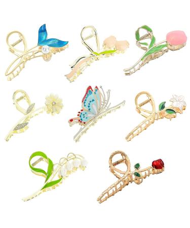 8 Pcs Metal Flower Hair Claw Clips - Gold Tulip Hair Clip Set for Women with Strong Hold - Fashion Hair Accessories for Thin Thick Long Curly Hair - Buy Online on GoSupps.com
