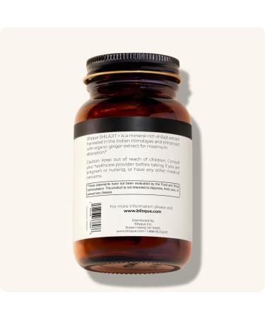 Blisque Pure Himalayan Organic Shilajit Resin Extract Capsules | Authentic and Natural | Golden Grade A | Contains Fulvic Acid and Trace Minerals | 90 Capsules - Buy Online on GoSupps.com