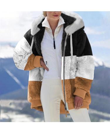 Shop Hanxiulin Oversized Fleece Jacket for Women - Warm Hooded Sweater Coat in Coffee - Perfect Winter Transition Layer 4XL - Buy Online on GoSupps.com