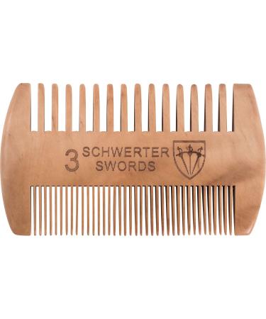 Three swords - beard Barba for the demanding and daily beard care with two different dentures for each beard type brand quality made of robust peach wood (8688) Bartkamm "Barba" - Buy Online on GoSupps.com