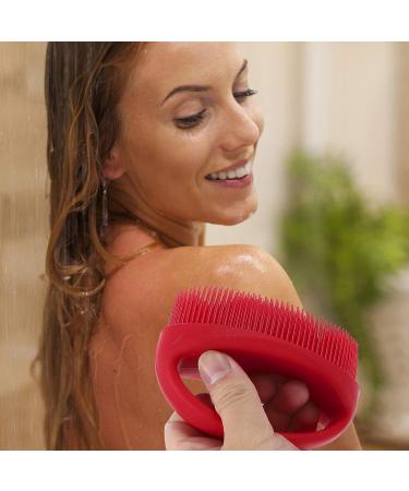 Silicone Body Brush Scrubber | Handheld Massager for Bath and Shower | Bathroom Tool for Men and Women | Red Color | 1 Pc - Buy Online on GoSupps.com