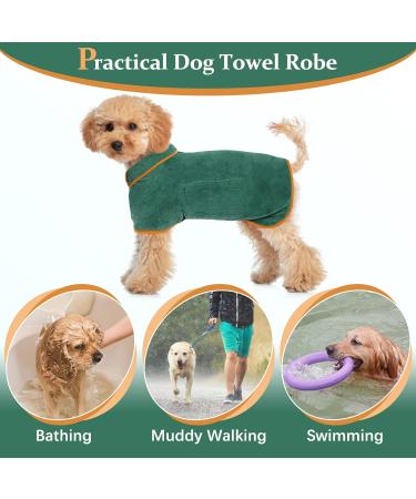Kuoser Microfiber Dog Bathrobe - Extra Absorbent Adjustable Towel for Small Dogs - Green Dog Bumper - Buy Online on GoSupps.com