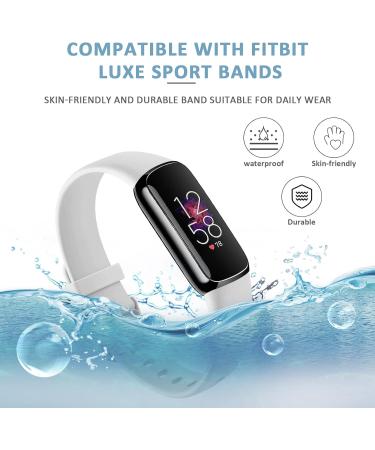 3 Pack Silicone Bands for Fitbit Luxe with Screen Protector Case - Women's Sport Replacement Wristbands - White, Pink, Violet - Large - Buy Online on GoSupps.com