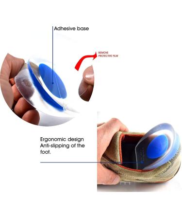 3 Pair Gel Heel Cups Plantar Fasciitis Inserts - Silicone Gel Heel Pads for Heel Pain & Shock Absorbing Support - Blue (Size L) - Buy Online on GoSupps.com