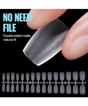 TOMICCA Short Coffin Nail Tips 360PCS - Soft Gel Full Cover Matte Clear False Acrylic Nails Kit - Buy Online on GoSupps.com