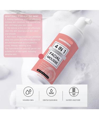 Mousse Nettoyante Visage 4 En 1: Nettoyage Profondeur Hydratation Att nuation Des Ridules Am lioration Du Teint Convient Plusieurs Types De Peau(2PCS) 1 g (Lot de 1) - Buy Online on GoSupps.com