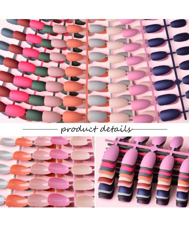Matte Ballerina False Nails Set with Crystal File - 288pcs Medium Full Cover Acrylic Coffin Nails - Buy Online on GoSupps.com