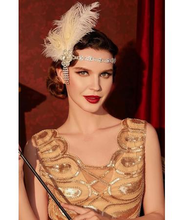 Vintage 1920s Flapper Headband Roaring 20s Great Headpiece with Peacock 1920s Flapper Hair Accessories  - Buy Online on GoSupps.com