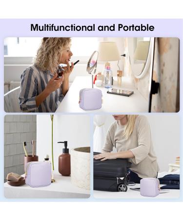 Wandering Nature Small Makeup Bag - Mini Cosmetic Pouch for Women with Slip-in Pockets in Eco Vegan Leather (Purple) - Patent Pending - Buy Online on GoSupps.com