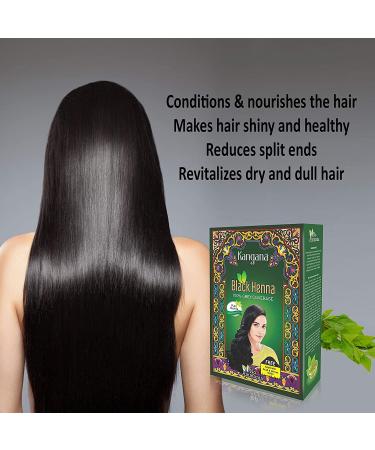 Kangana Black Henna Hair Dye Powder for 100% Grey Coverage - 6 Pouches, 60g | Natural Black Henna Hair Color - Buy Online on GoSupps.com