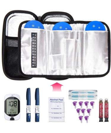 Youshares Insulin Cooling Bag Eva Diabetic Bag for Insulin Pens & Accessories with 3 Nylon Cooling Packs (Black) | Shop Now - Buy Online on GoSupps.com