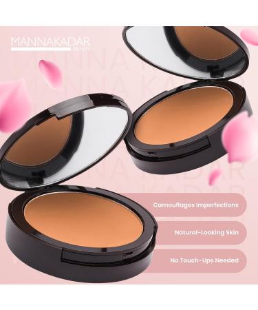Manna Kadar Beauty Compact Dual Pressed Powder C6 Tan - Medium to Full Coverage Oil Absorbing Foundation & Setting Powder for Warm Medium Skin Tone - Long-Lasting Matte Finish - Buy Online on GoSupps.com