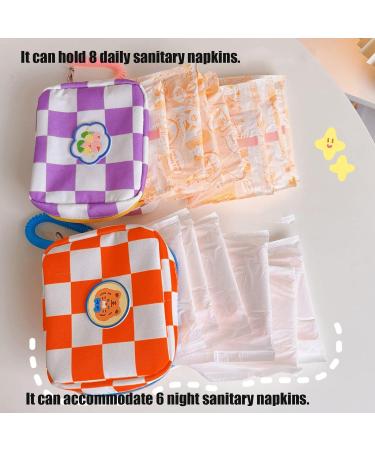 Large Capacity Cute Chequered Sanitary Napkin Storage Bag - Portable Pouch for Teen Girls (Black) - Buy Online on GoSupps.com