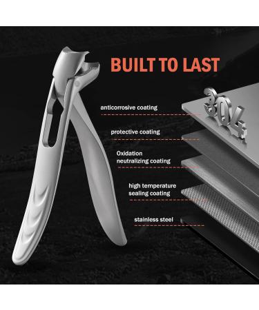 BEZOX Ergonomic Angled Head Toenail Clipper for Senior Thick Nails - Large Nail Clippers with Metal File for Men and Women (Large-Silver) - Buy Online on GoSupps.com