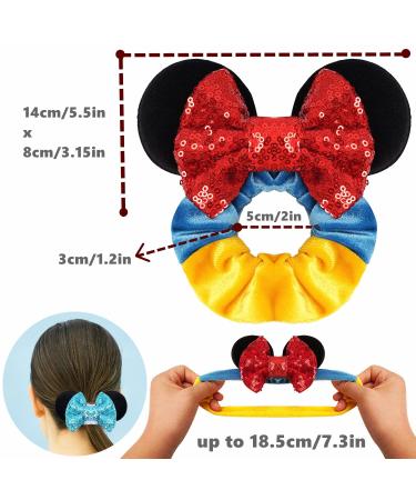 MiDoDo Mouse Ears Velvet Hair Ties 6 Pack Elastic Hair Bands with Sequins for Women & Girls - Buy Online on GoSupps.com