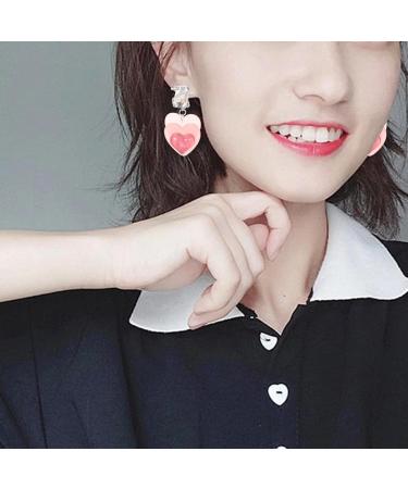 Feylie Sweet Pink Heart Earrings | Fashionable Acrylic Statement Jewelry | Perfect Gift for Women & Girls - Buy Online on GoSupps.com