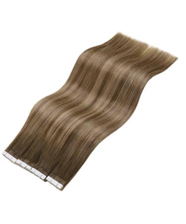 LAAVOO Tape In Hair Extensions - Real Hair Balayage Ombre (50g 35cm #8/16/8) - 20 Pcs Remy Quality - Light Brown to Golden Blonde - Buy Online on GoSupps.com
