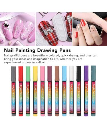 Pens Set - 12 Colors 3d Graffiti Pens Nail Paint Water-Based Gel Polish Pens For Colorful Nail Decoration Tools Painting Pens For - Buy Online on GoSupps.com