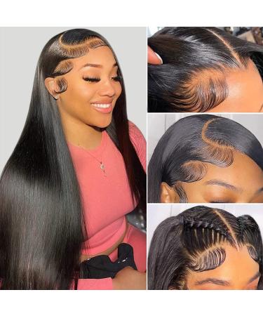 24 inch DULOVE Straight HD Transparent Lace Front Wig Human Hair 13x4 Pre Plucked for Black Women - 180 Density, Natural Color, Glueless with Baby Hair - Buy Online on GoSupps.com