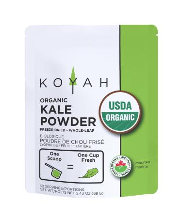 KOYAH - Organic Freeze-dried Kale Powder (Equivalent to 30 Cups Fresh): USA Grown Whole-Leaf Powder