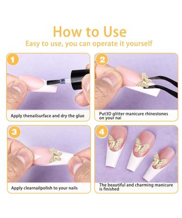 Buy Butterfly Nair Charms 40Pcs - Gold Alloy Nail Art Decorations with 7 Styles of 3D Bow Gemstones & Double Layer Designs - Buy Online on GoSupps.com