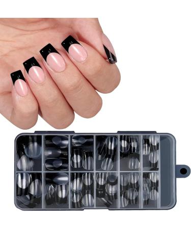FEIlei Stylish Press on Nails Medium Square Fake Nails Summer False Nail Christmas Gift for Women and Girls Black - Buy Online on GoSupps.com