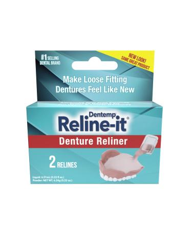 Dentemp Denture Reline Kit - Advanced Formula Reline It Denture Reliner (Pack of 1) - Denture Kit to Refit and Tighten Dentures for Both Upper & Lower Denture 1 Pack (2 Relines)
