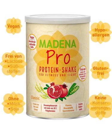 Madena Vegan Protein Powder - Herbal Rice & Pea Protein with Pomegranate Extract Sugar-Free 500g - Buy Online on GoSupps.com