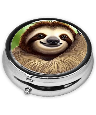 Buy Cute Sloth Portable Metal Pill Box | Round Mini 3-Compartment Design for Travel | Perfect for Small Pills - Shop Internationally - Buy Online on GoSupps.com