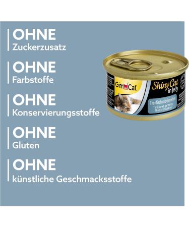 Gimcat Shinycat in Jelly Thuna with Shrimp - Premium Wet Cat Food (24 x 70g) - Fish & Taurine Rich Ideal for Cats - Buy Online on GoSupps.com