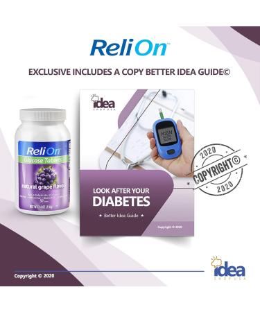 ReliOn Grape Glucose Tablets 50 Ct + Diabetes Care Guide - 2 Item Bundle - Buy Online on GoSupps.com