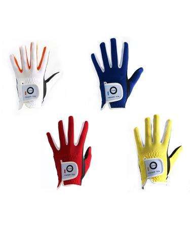 Golf Gloves Junior Kids Youth Toddler Boys Girls Left Hand Right Hand Dura Feel White Blue Red Yellow Golf Glove Extra Value 2 Pack Age 4-11 Years Old Small(Age 2-4) White Worn on Left Hand