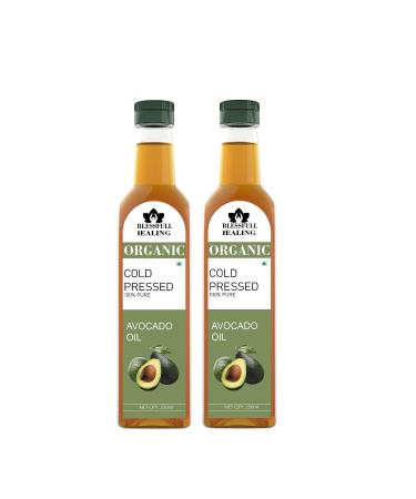 Blessfull Healing Cold Pressed Avocado Oil for Healthy Cooking Skin Glow 250 ml / 8.45 fl oz Pack of 2