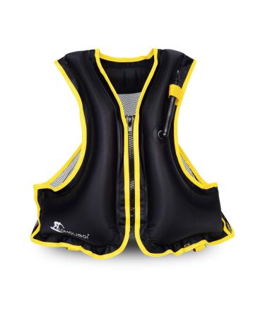 OMOUBOI Floatage Jackets Inflatable Snorkel Vest Adult Swimming Jacket for Diving Surfing Swimming Outdoor Water Sports Suitable for 90-220lbs (Black)