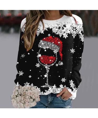 Women's Christmas Snowman & Penguin Print Sweatshirt | O-Neck Raglan Pullover | Cozy Xmas Jumper | Black, Size S - Buy Online on GoSupps.com