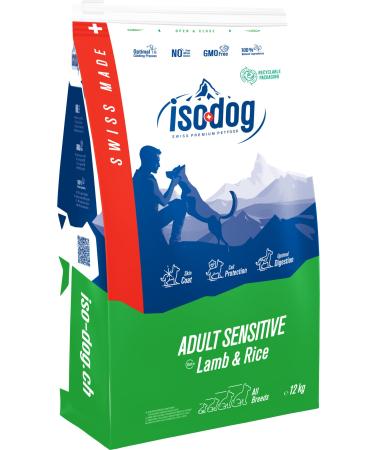 Iso dog - Premium Croquettes for Sensitive Dogs of All Breeds - Gluten-free - Optimal Digestion - Rich in Lamb - 100% Natural Raw Materials (12kg)